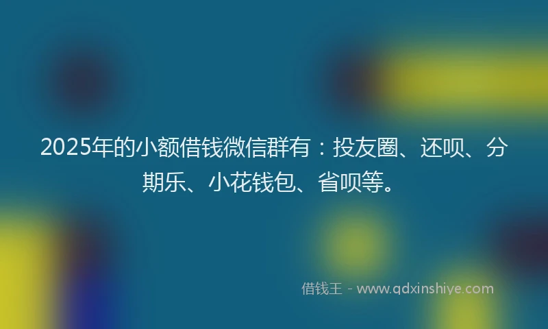 2025年的小额借钱微信群有：投友圈、还呗、分期乐、小花钱包、省呗等。
