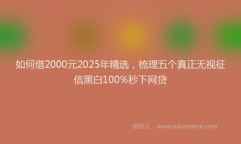如何借2000元2025年精选，梳理五个真正无视征信黑白100%秒下网贷