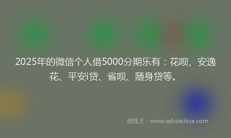 2025年的微信个人借5000分期乐有：花呗、安逸花、平安i贷、省呗、随身贷等。
