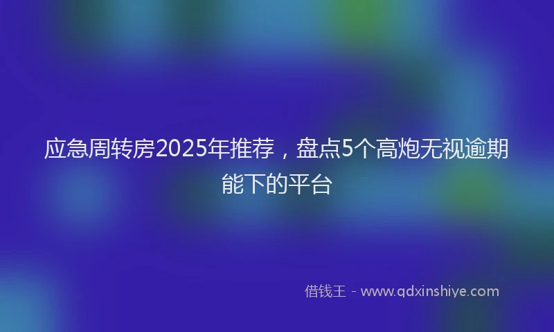 应急周转房2025年推荐，盘点5个高炮无视逾期能下的平台