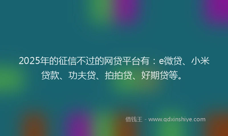 2025年的征信不过的网贷平台有：e微贷、小米贷款、功夫贷、拍拍贷、好期贷等。