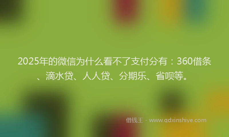 2025年的微信为什么看不了支付分有：360借条、滴水贷、人人贷、分期乐、省呗等。