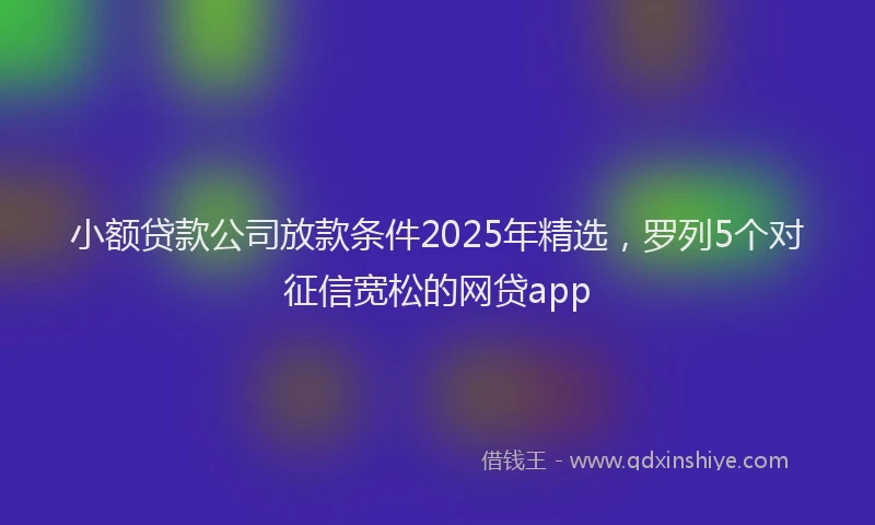 小额贷款公司放款条件2025年精选，罗列5个对征信宽松的网贷app
