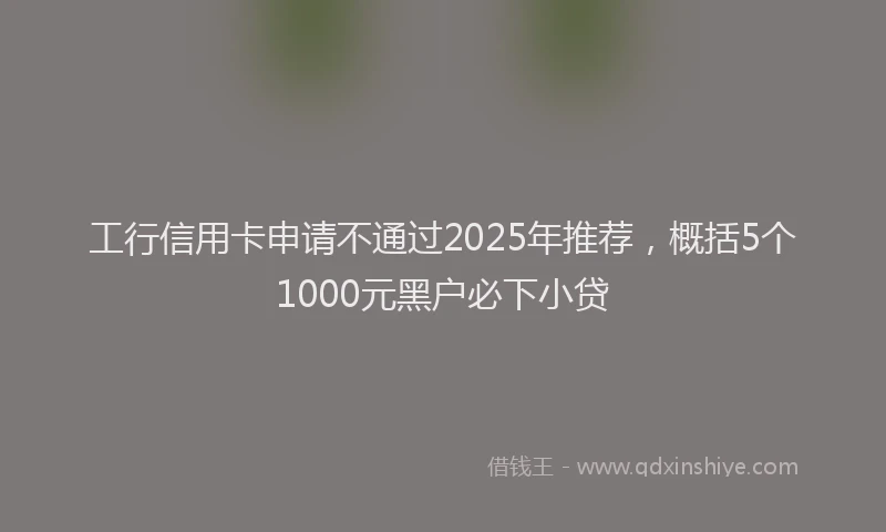 工行信用卡申请不通过2025年推荐，概括5个1000元黑户必下小贷