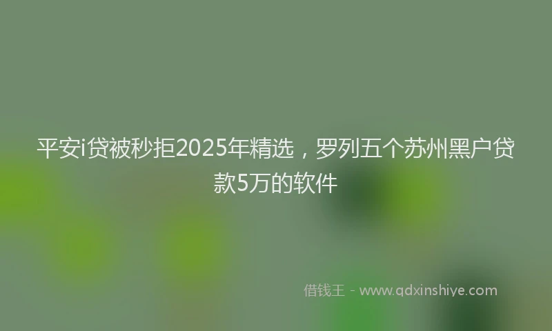 平安i贷被秒拒2025年精选，罗列五个苏州黑户贷款5万的软件