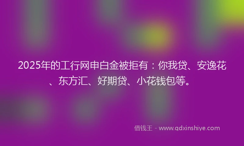 2025年的工行网申白金被拒有：你我贷、安逸花、东方汇、好期贷、小花钱包等。