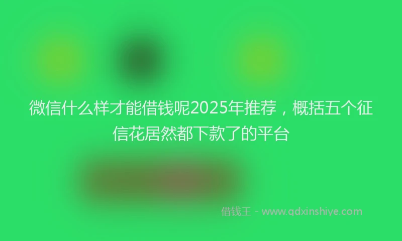 微信什么样才能借钱呢2025年推荐，概括五个征信花居然都下款了的平台