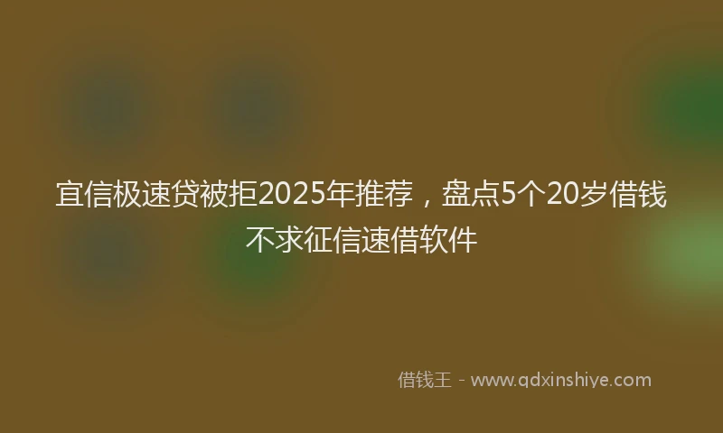 宜信极速贷被拒2025年推荐，盘点5个20岁借钱不求征信速借软件