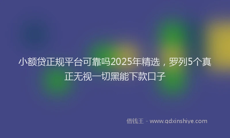 小额贷正规平台可靠吗2025年精选，罗列5个真正无视一切黑能下款口子