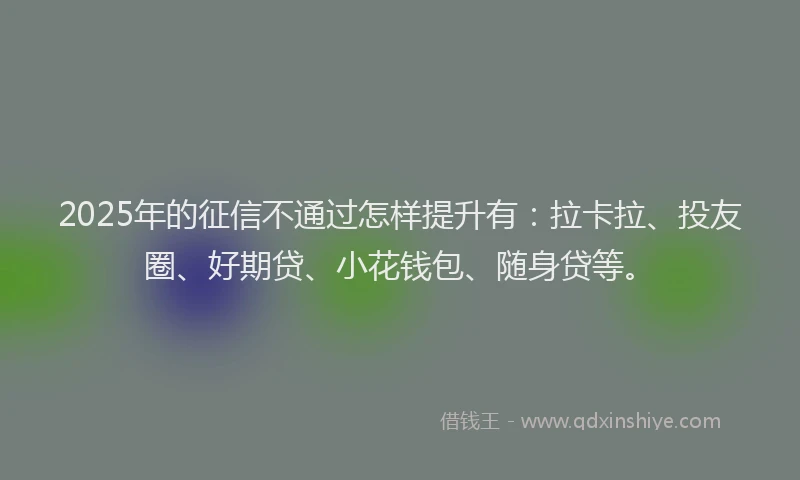 2025年的征信不通过怎样提升有：拉卡拉、投友圈、好期贷、小花钱包、随身贷等。