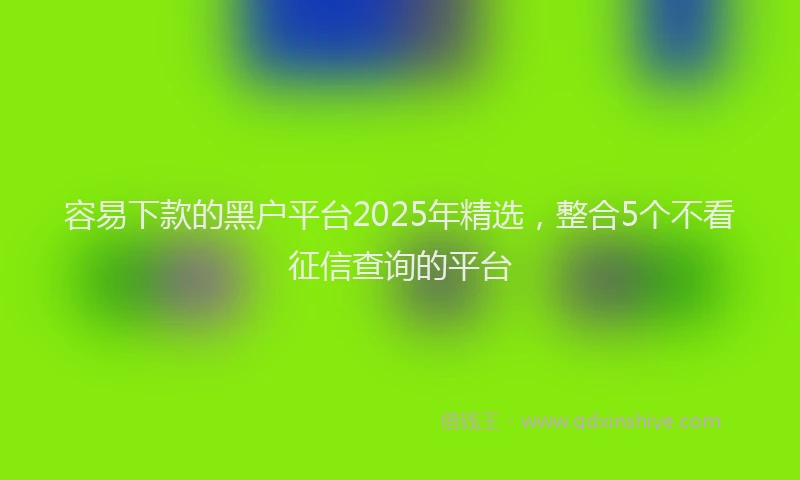 容易下款的黑户平台2025年精选，整合5个不看征信查询的平台