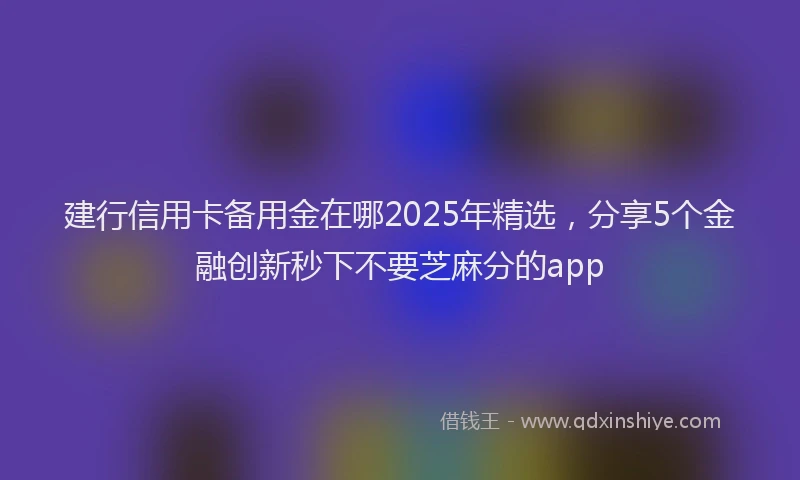 建行信用卡备用金在哪2025年精选，分享5个金融创新秒下不要芝麻分的app