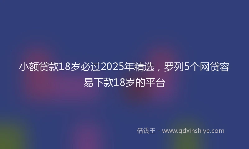 小额贷款18岁必过2025年精选，罗列5个网贷容易下款18岁的平台