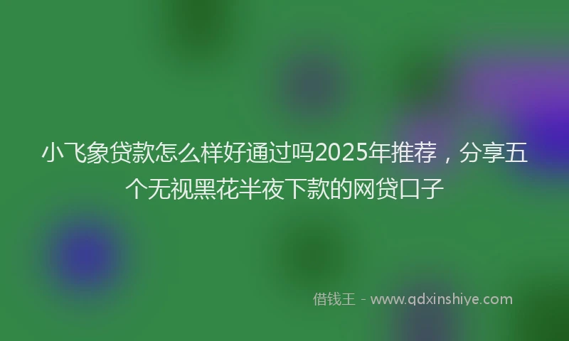 小飞象贷款怎么样好通过吗2025年推荐，分享五个无视黑花半夜下款的网贷口子