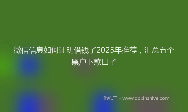 微信信息如何证明借钱了2025年推荐，汇总五个黑户下款口子