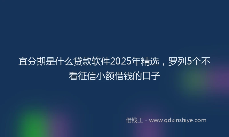 宜分期是什么贷款软件2025年精选，罗列5个不看征信小额借钱的口子
