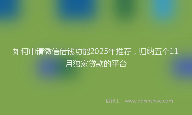 如何申请微信借钱功能2025年推荐，归纳五个11月独家贷款的平台