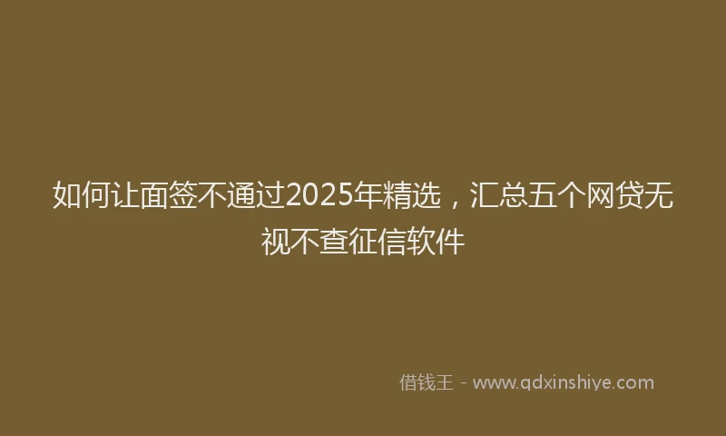 如何让面签不通过2025年精选，汇总五个网贷无视不查征信软件