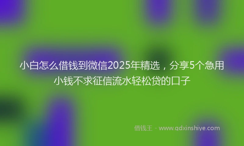 小白怎么借钱到微信2025年精选，分享5个急用小钱不求征信流水轻松贷的口子