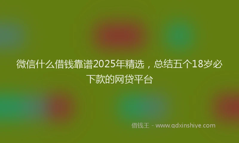 微信什么借钱靠谱2025年精选，总结五个18岁必下款的网贷平台