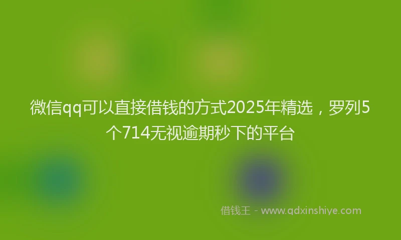 微信qq可以直接借钱的方式2025年精选，罗列5个714无视逾期秒下的平台