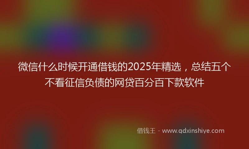 微信什么时候开通借钱的2025年精选，总结五个不看征信负债的网贷百分百下款软件