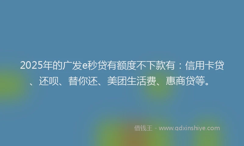 2025年的广发e秒贷有额度不下款有：信用卡贷、还呗、替你还、美团生活费、惠商贷等。