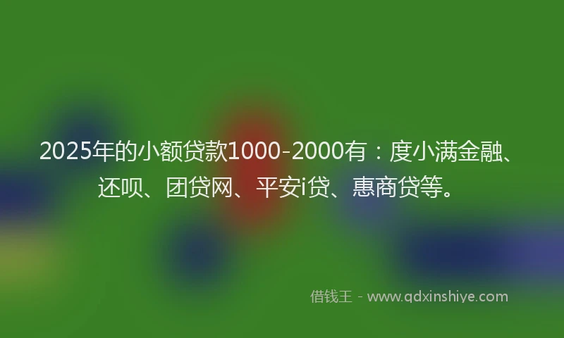 2025年的小额贷款1000-2000有：度小满金融、还呗、团贷网、平安i贷、惠商贷等。