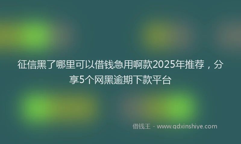 征信黑了哪里可以借钱急用啊款2025年推荐，分享5个网黑逾期下款平台