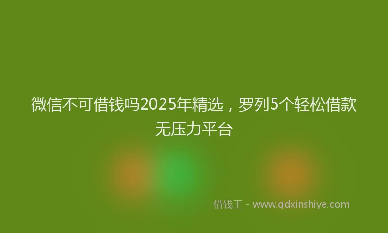 微信不可借钱吗2025年精选，罗列5个轻松借款无压力平台