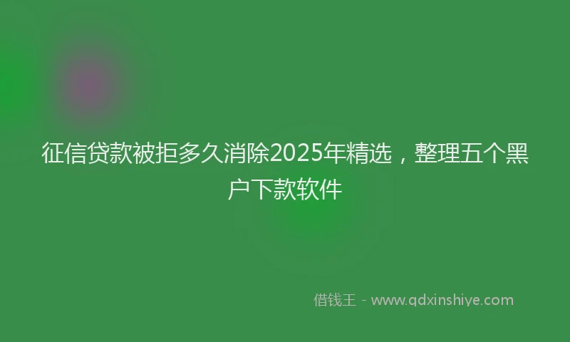 征信贷款被拒多久消除2025年精选，整理五个黑户下款软件