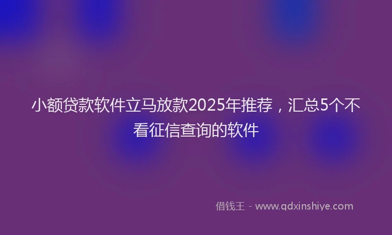 小额贷款软件立马放款2025年推荐，汇总5个不看征信查询的软件