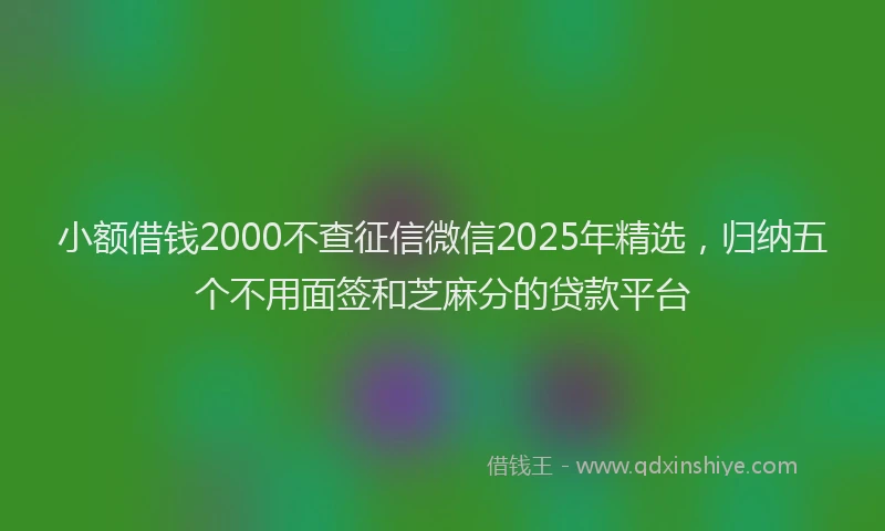 小额借钱2000不查征信微信2025年精选，归纳五个不用面签和芝麻分的贷款平台