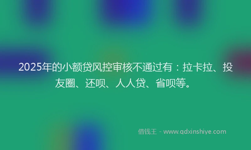 2025年的小额贷风控审核不通过有：拉卡拉、投友圈、还呗、人人贷、省呗等。