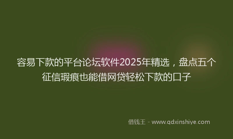 容易下款的平台论坛软件2025年精选，盘点五个征信瑕疵也能借网贷轻松下款的口子