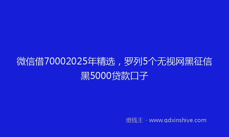 微信借70002025年精选，罗列5个无视网黑征信黑5000贷款口子
