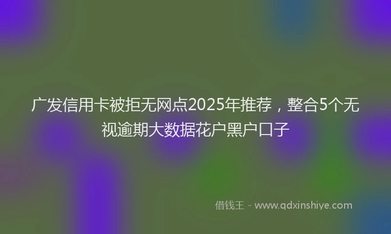 广发信用卡被拒无网点2025年推荐，整合5个无视逾期大数据花户黑户口子