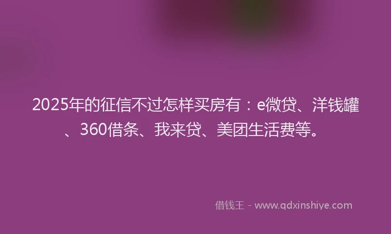 2025年的征信不过怎样买房有：e微贷、洋钱罐、360借条、我来贷、美团生活费等。