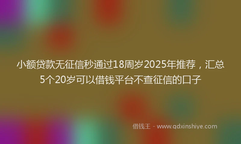 小额贷款无征信秒通过18周岁2025年推荐，汇总5个20岁可以借钱平台不查征信的口子