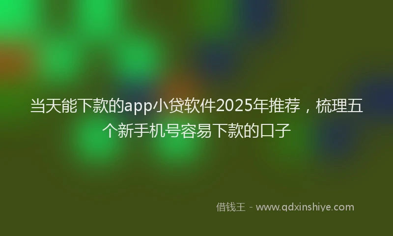 当天能下款的app小贷软件2025年推荐，梳理五个新手机号容易下款的口子