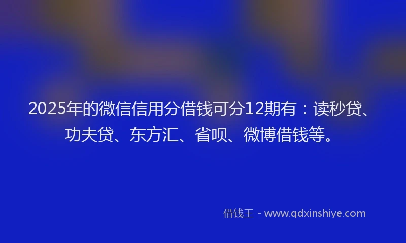 2025年的微信信用分借钱可分12期有：读秒贷、功夫贷、东方汇、省呗、微博借钱等。
