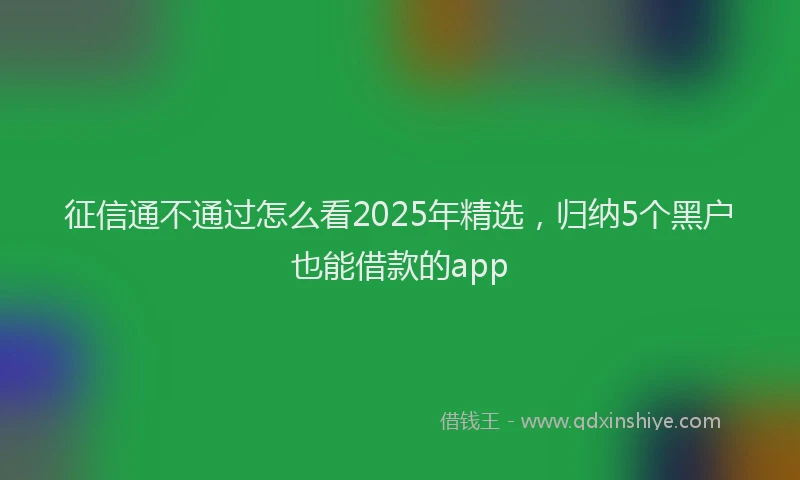 征信通不通过怎么看2025年精选，归纳5个黑户也能借款的app
