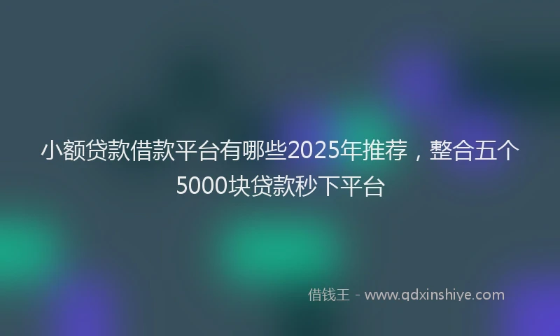 小额贷款借款平台有哪些2025年推荐，整合五个5000块贷款秒下平台