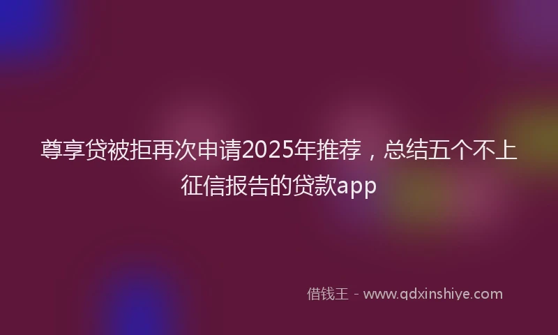 尊享贷被拒再次申请2025年推荐，总结五个不上征信报告的贷款app