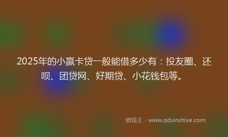 2025年的小赢卡贷一般能借多少有：投友圈、还呗、团贷网、好期贷、小花钱包等。