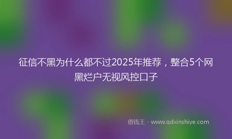 征信不黑为什么都不过2025年推荐，整合5个网黑烂户无视风控口子