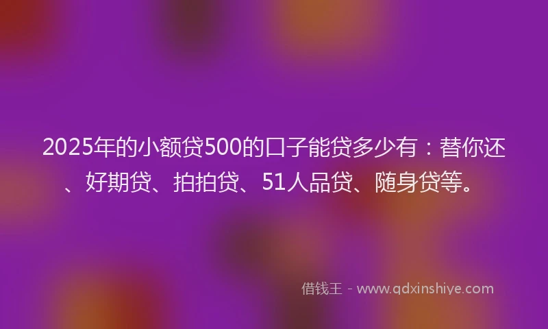 2025年的小额贷500的口子能贷多少有：替你还、好期贷、拍拍贷、51人品贷、随身贷等。