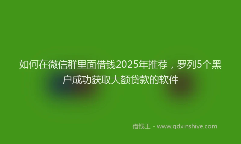 如何在微信群里面借钱2025年推荐，罗列5个黑户成功获取大额贷款的软件
