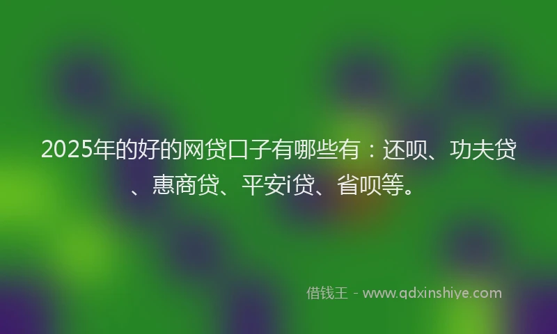 2025年的好的网贷口子有哪些有：还呗、功夫贷、惠商贷、平安i贷、省呗等。