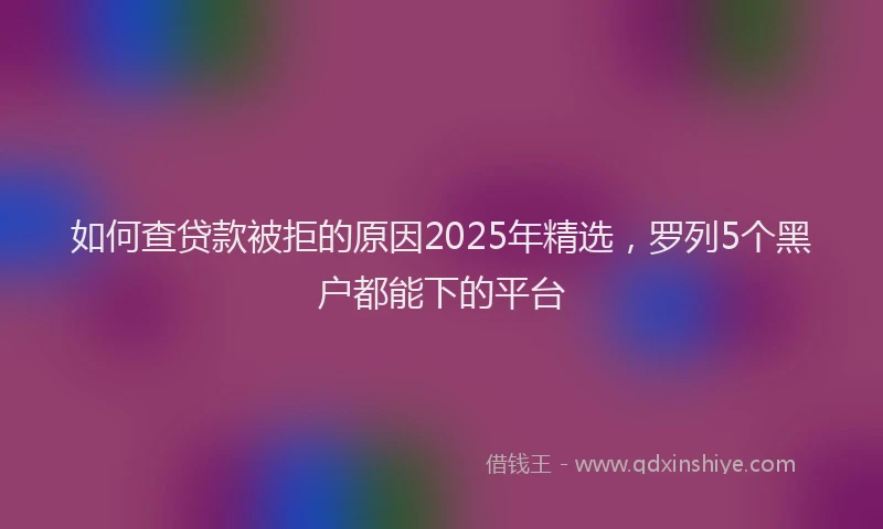 如何查贷款被拒的原因2025年精选，罗列5个黑户都能下的平台